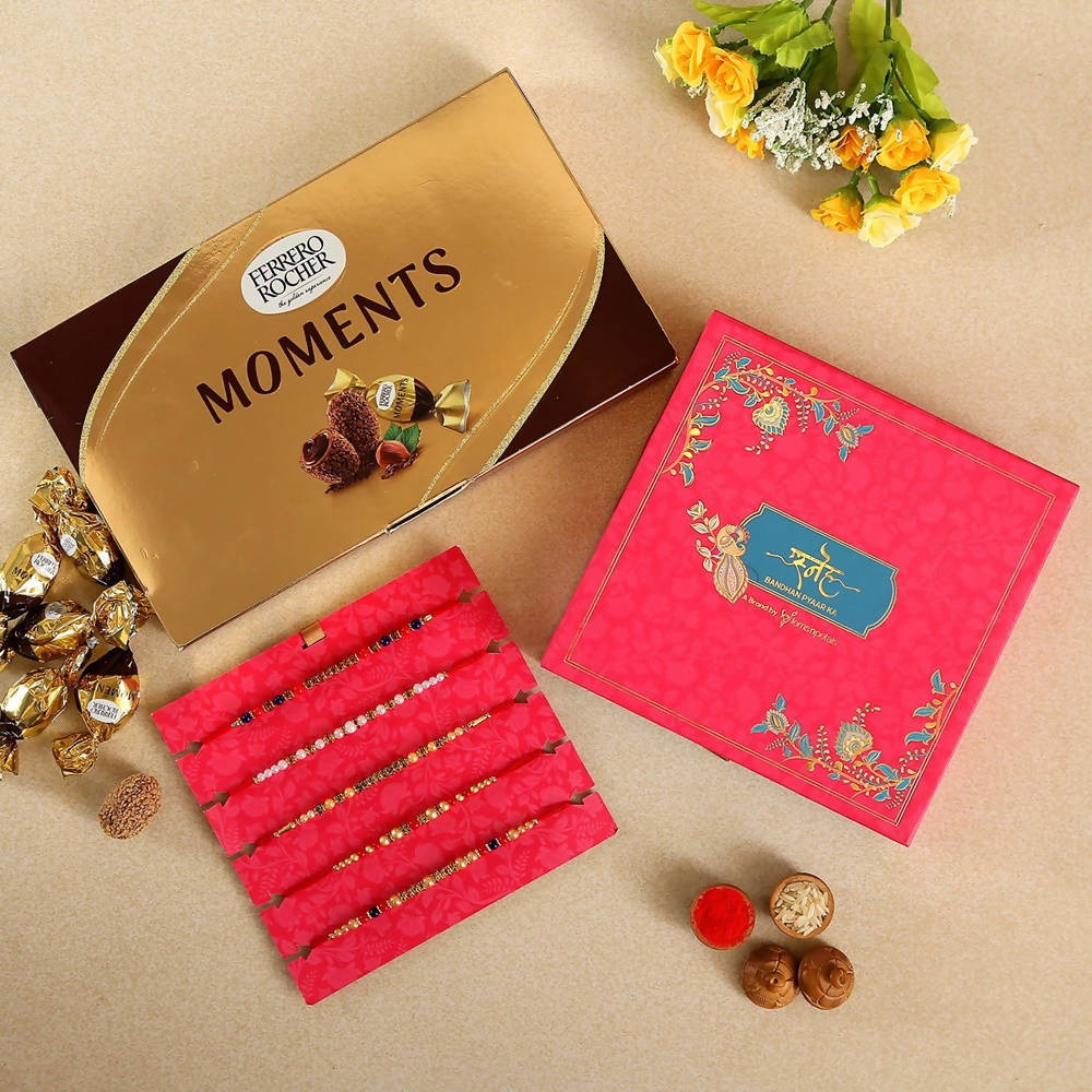 Designer Rakhis and Ferrero Rocher Moments Box