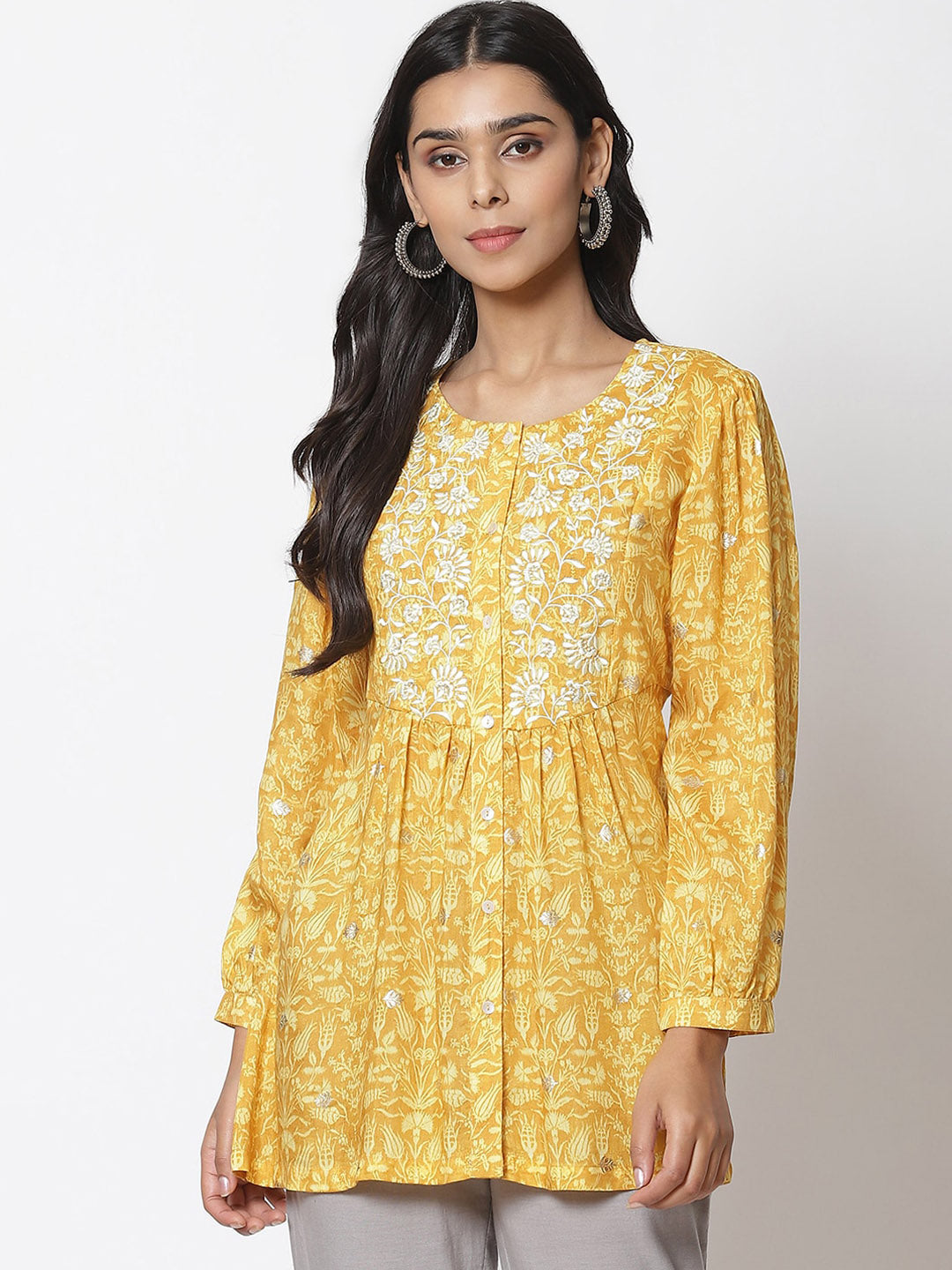 Biba Floral Printed A-Line Kurta - Distacart
