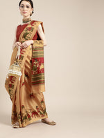 Thumbnail for Saree Mall Saree Mall Creamy Mustard and Red Art Silk Saree - Distacart