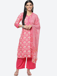 Thumbnail for Biba Women Ethnic Motifs Printed Kurta with Palazzos & With Dupatta - Distacart