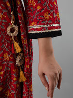 Thumbnail for Kalini Women Red Ethnic Motifs Printed Gotta Patti Cotton Anarkali Kurta - Distacart