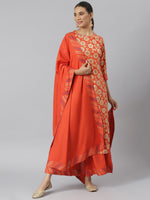 Thumbnail for Khushal K Women Red & Cream-Coloured Printed Kurta with Palazzos & Dupatta - Distacart