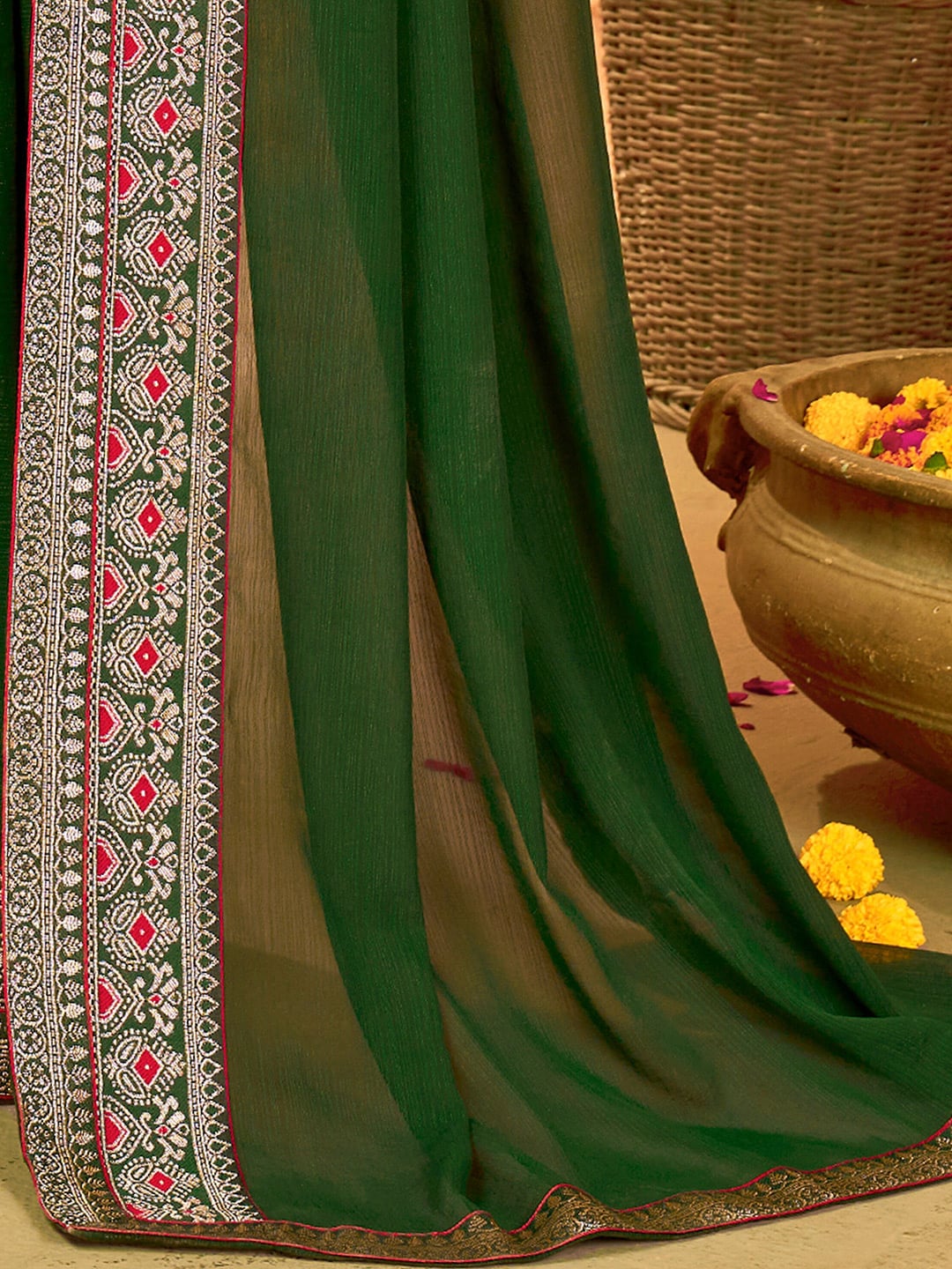 Mitera Pure Georgette Saree With Blouse Piece - Distacart