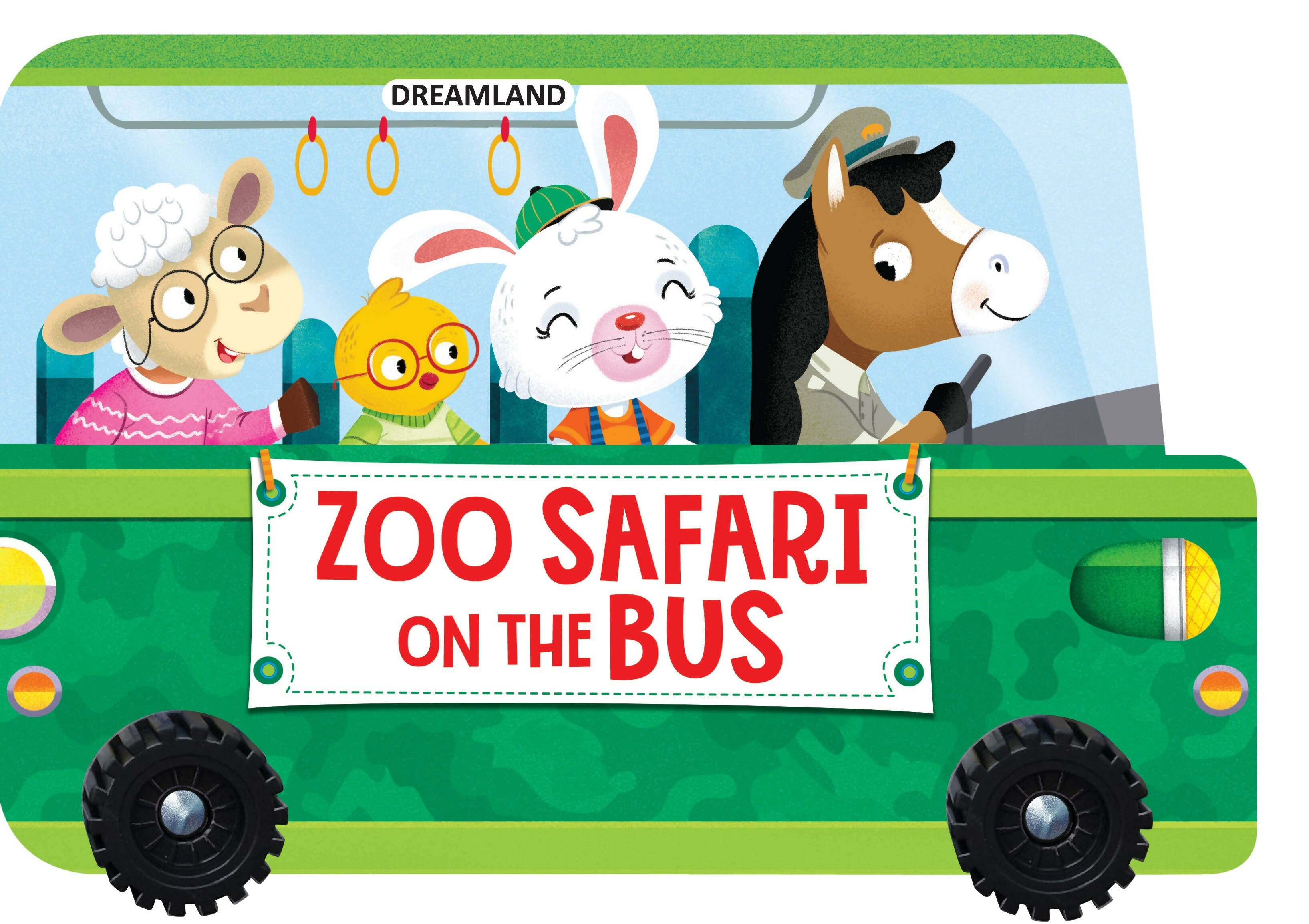 Dreamland Zoo Safari on the Bus- A Shaped Board book with Wheels : Children Picture Board Book - Distacart