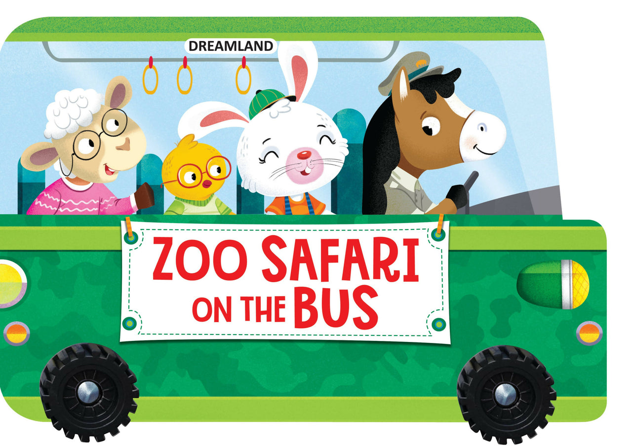 Dreamland Zoo Safari on the Bus- A Shaped Board book with Wheels : Children Picture Board Book - Distacart