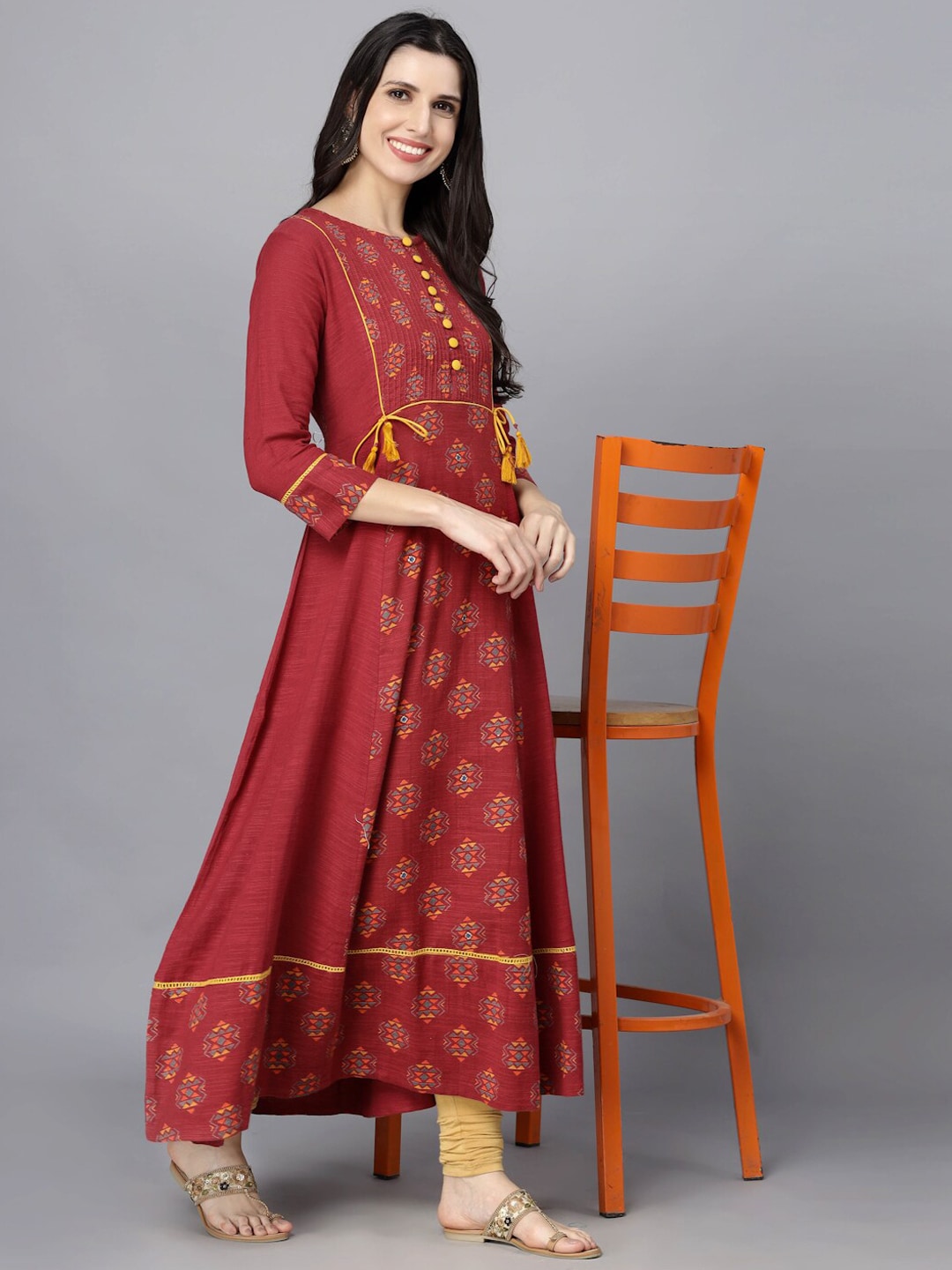 HERE&NOW Women Ethnic Motifs Printed Anarkali Kurta - Distacart