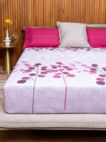 Thumbnail for URBAN SPACE Divine Purple Floral 144 TC Pure Cotton Queen Bedsheet With 2 Pillow Covers - Distacart