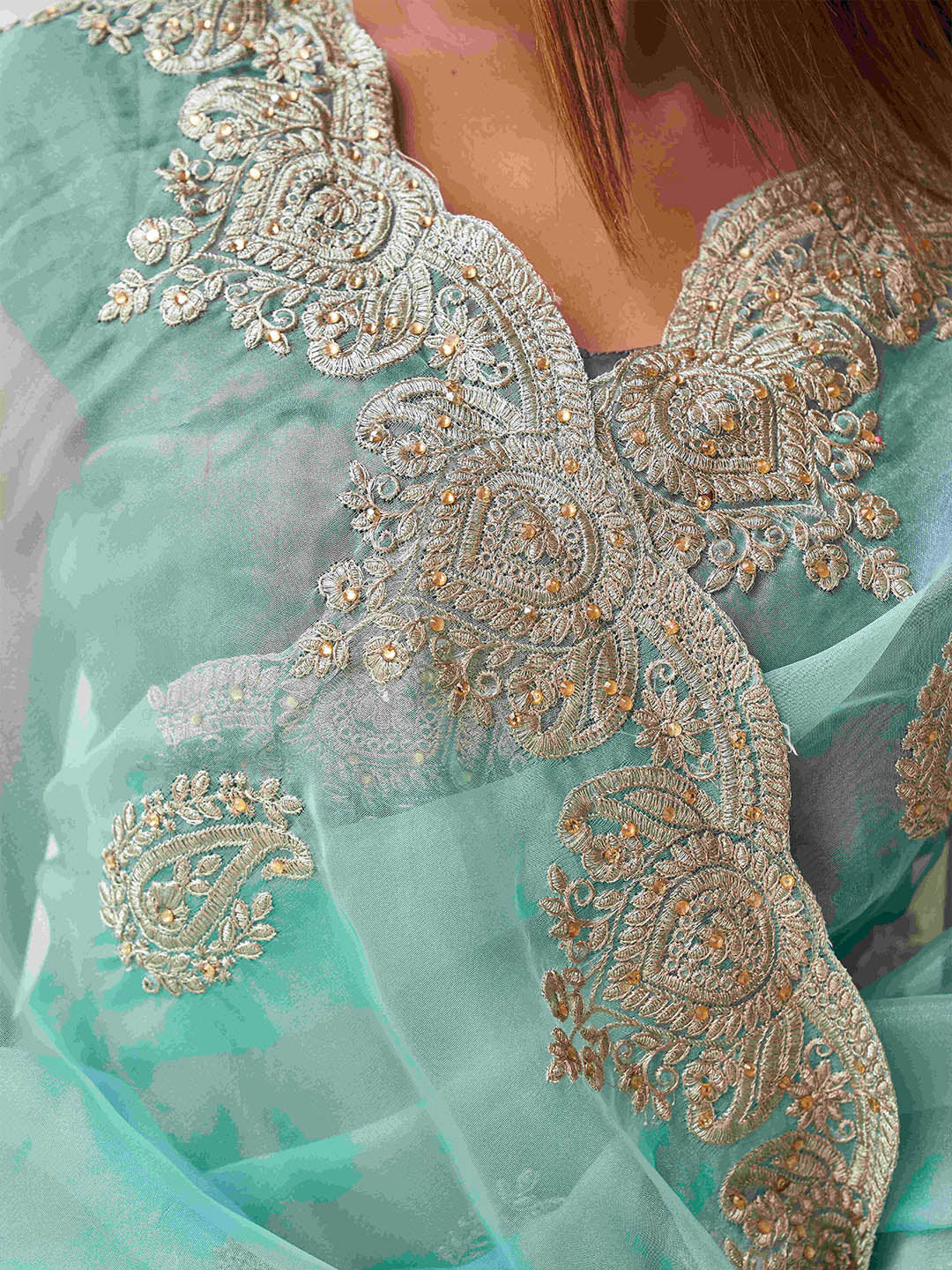 Tikhi Imli Ethnic Motifs Embroidery Organza Heavy Work Saree - Distacart