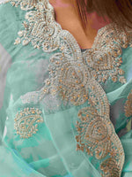 Thumbnail for Tikhi Imli Ethnic Motifs Embroidery Organza Heavy Work Saree - Distacart
