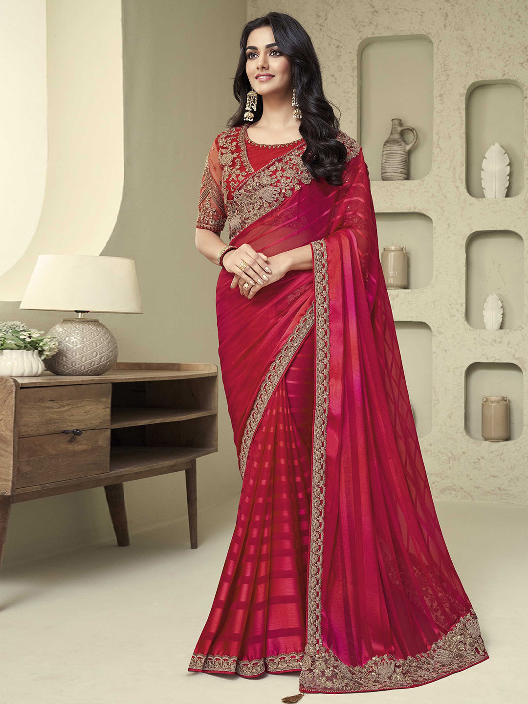 Mitera Embellished Embroidered Saree - Distacart