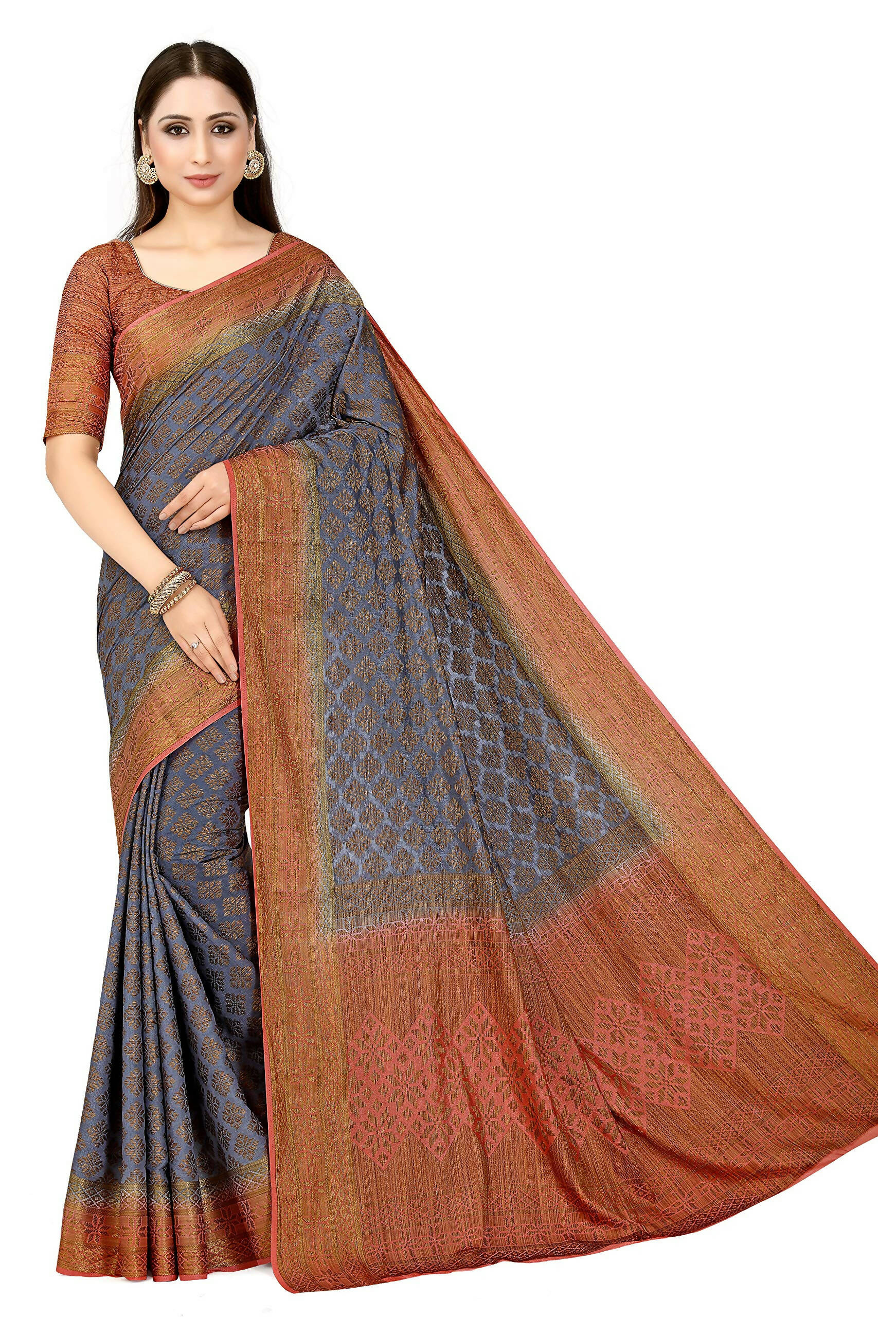Mimosa Women's Patola Art Silk Grey Saree - Distacart