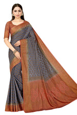 Thumbnail for Mimosa Women's Patola Art Silk Grey Saree - Distacart
