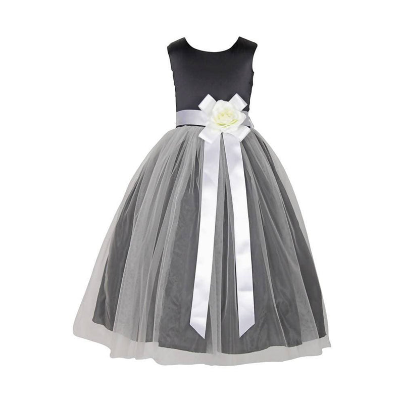 Asmaani Baby Girl&#39;s Black Color Satin A-Line Maxi Full Length Dress (AS-DRESS_22006) - Distacart