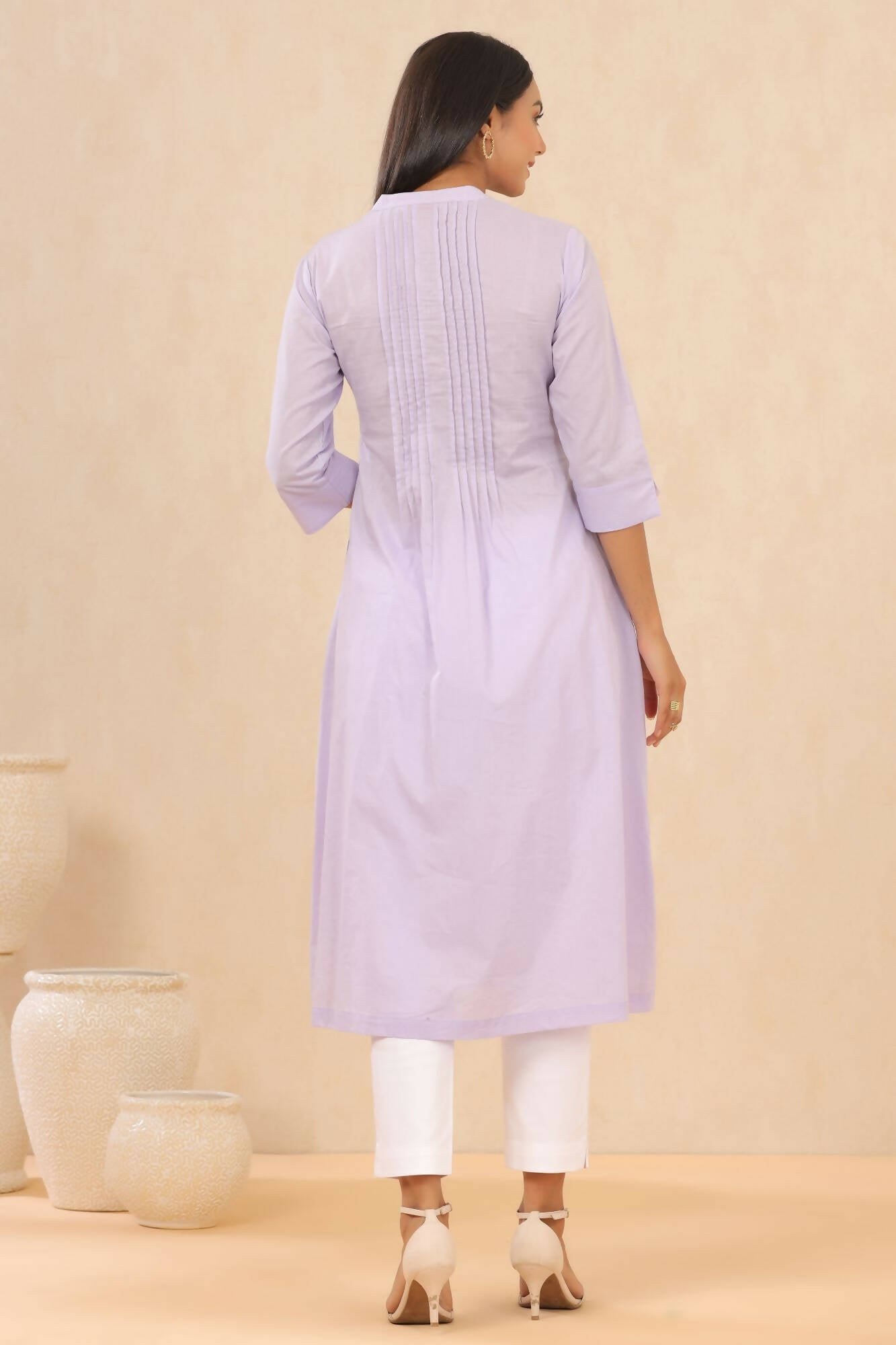 Juniper Women Lilac Cambric Solid A-Line Kurta - Distacart