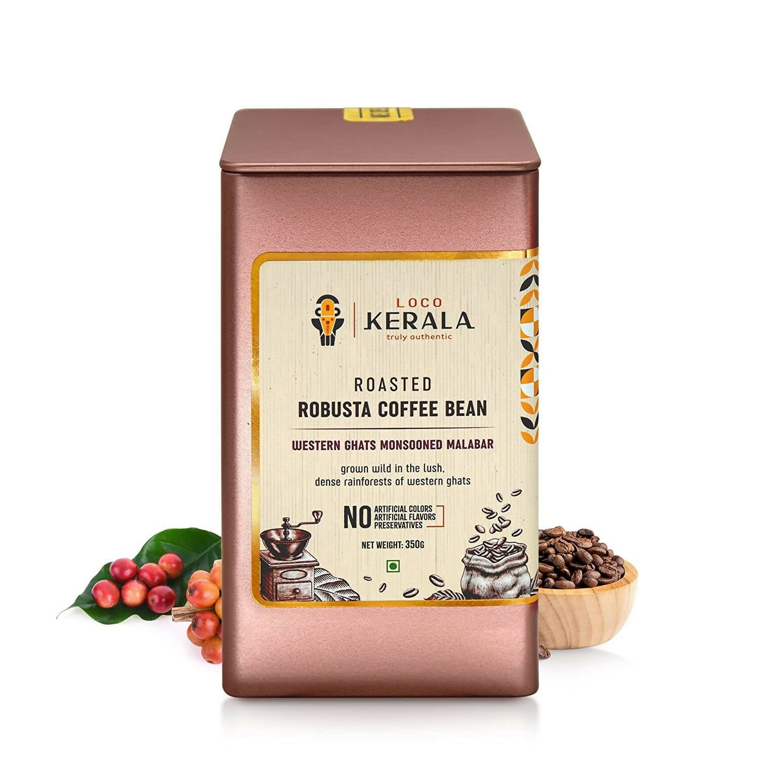 LocoKerala Western Ghats Monsooned Malabar Roasted Robusta Coffee Bean - Distacart