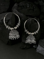 Thumbnail for NVR Women Silver-Plated Contemporary Jhumkas Earrings - Distacart