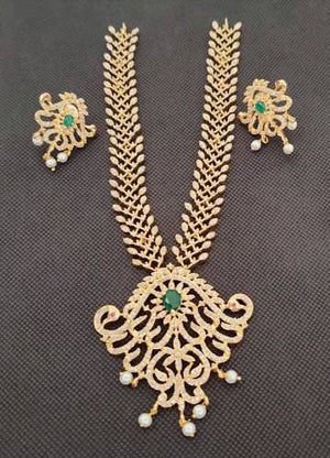 Ad Emerald Peacock Bridal Necklace With Earrings