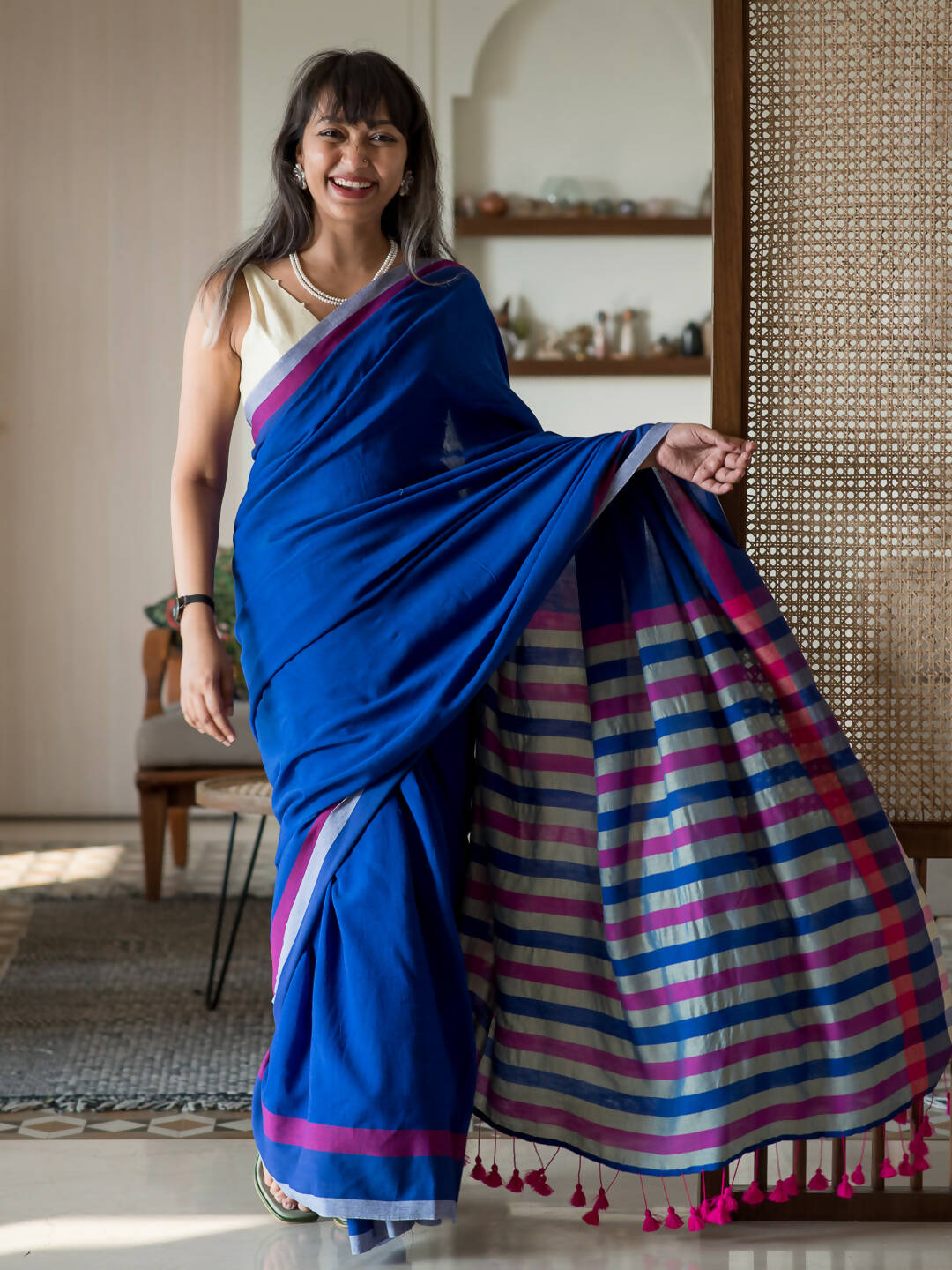 Suta Multi Color Woven Design Cotton Blend Saree - Distacart