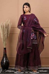 Thumbnail for Women's Falsi Hand Painted Sharara Set - Isya - Distacart