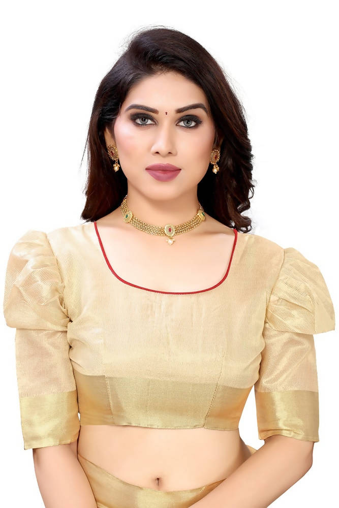 Vamika Cream Color Cotton Polyester Silk Weaving Saree