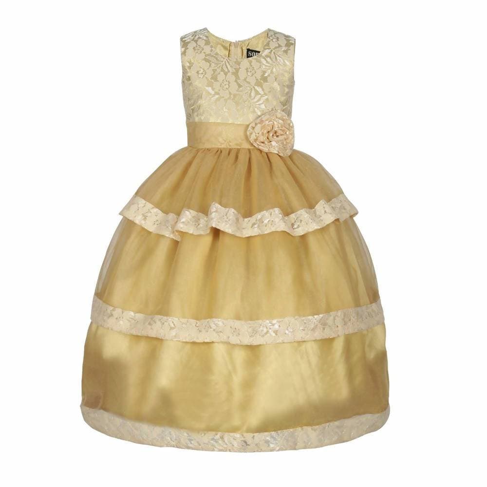 Asmaani Baby Girl's Off White Colour Satin A-Line Maxi Full Length Dress (AS-DRESS_22111) - Distacart