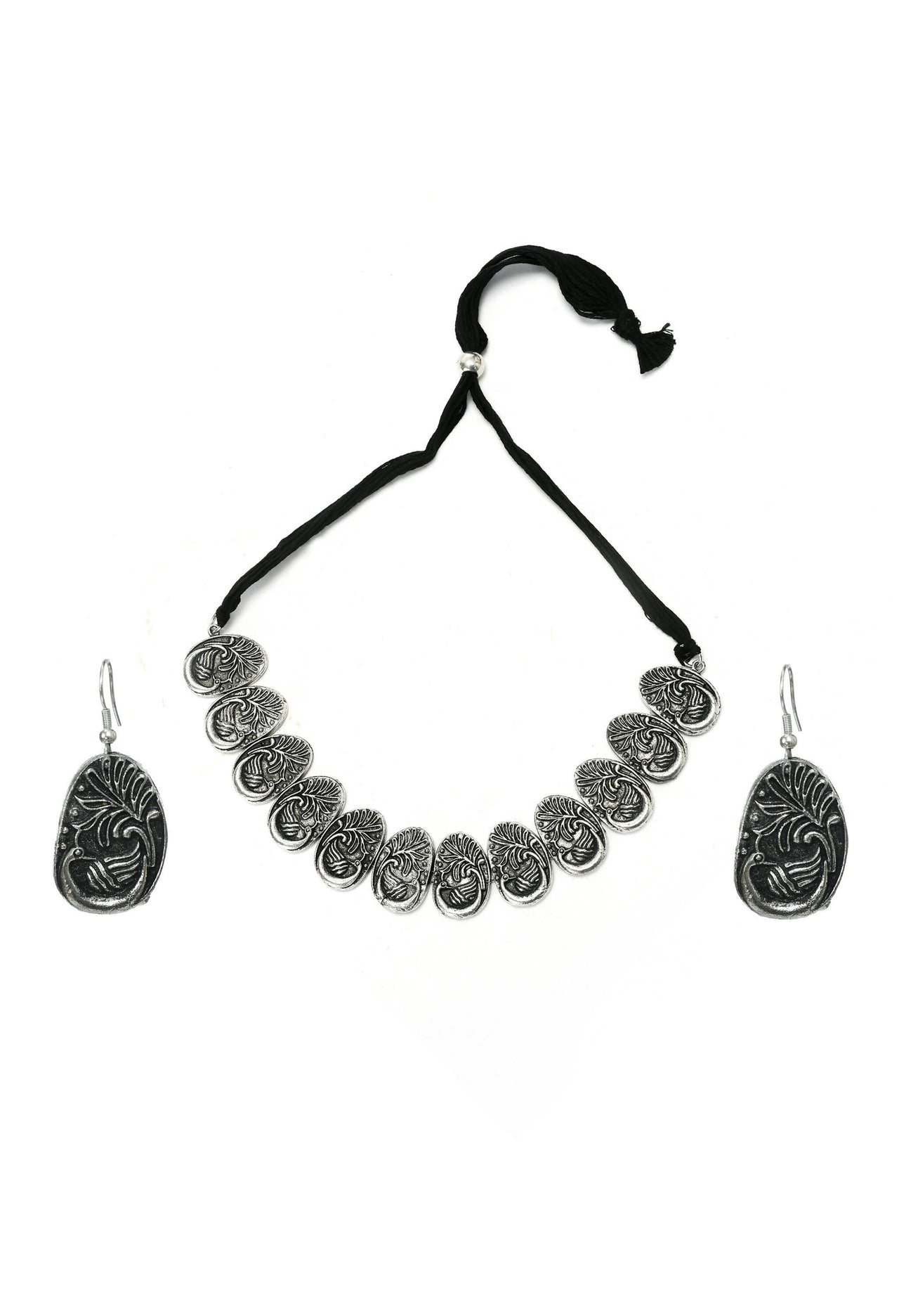 Mominos Fashion Johar Kamal Oxidised Silver-Plated Brass Finish Choker For Women - Distacart