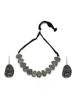 Thumbnail for Mominos Fashion Johar Kamal Oxidised Silver-Plated Brass Finish Choker For Women - Distacart