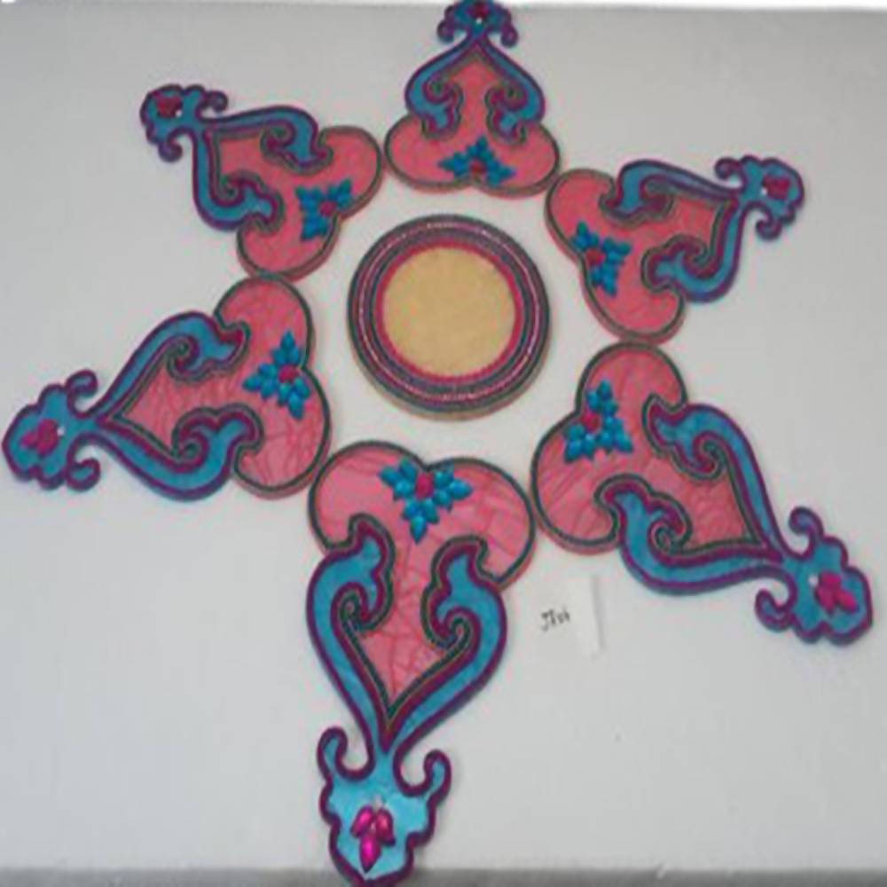 Kundan HandiKrafts Acrylic Light Red & Skyblue Colour Jumbo Rangoli - Distacart