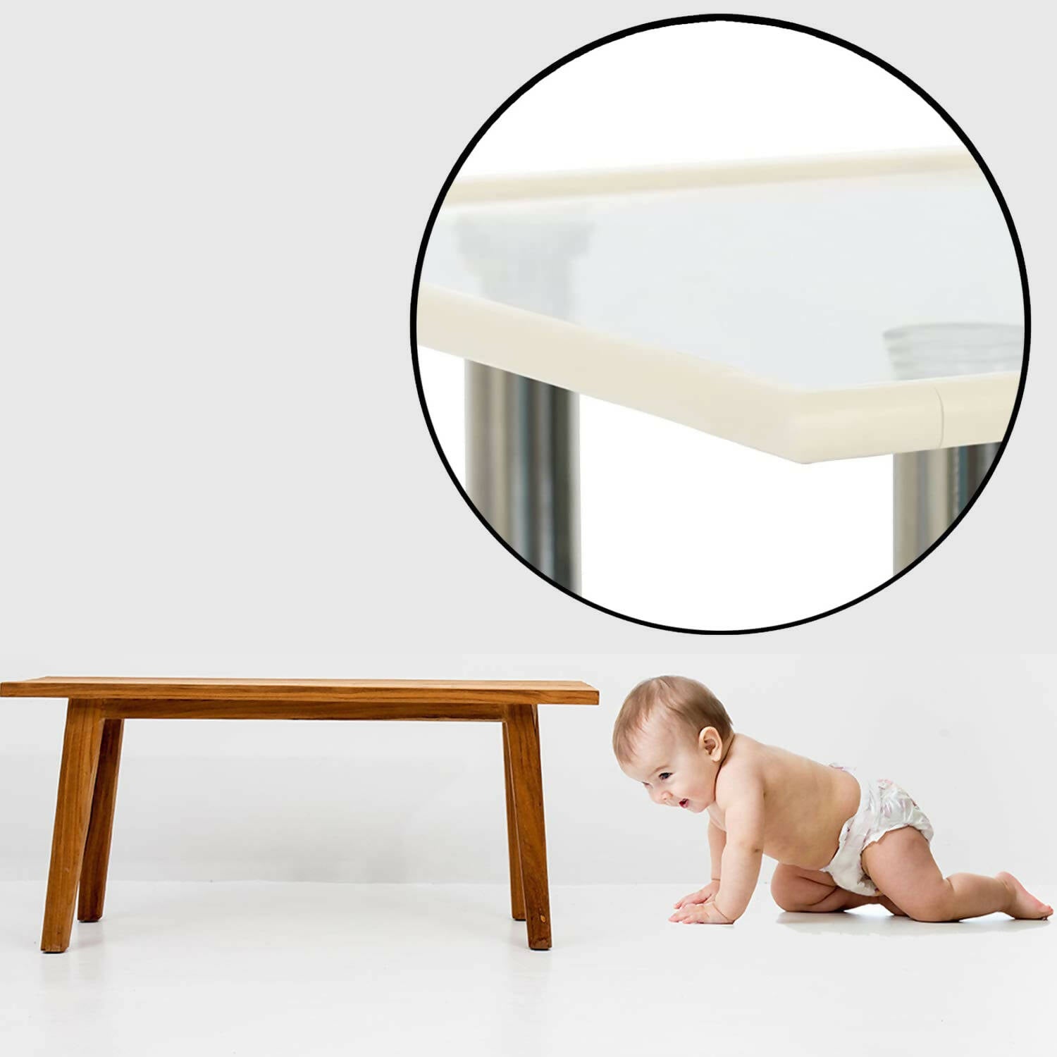 Safe-O-Kid Unique High Density 2 Mtr Long U - Shaped 2 Edge Guard Strips -White - Distacart