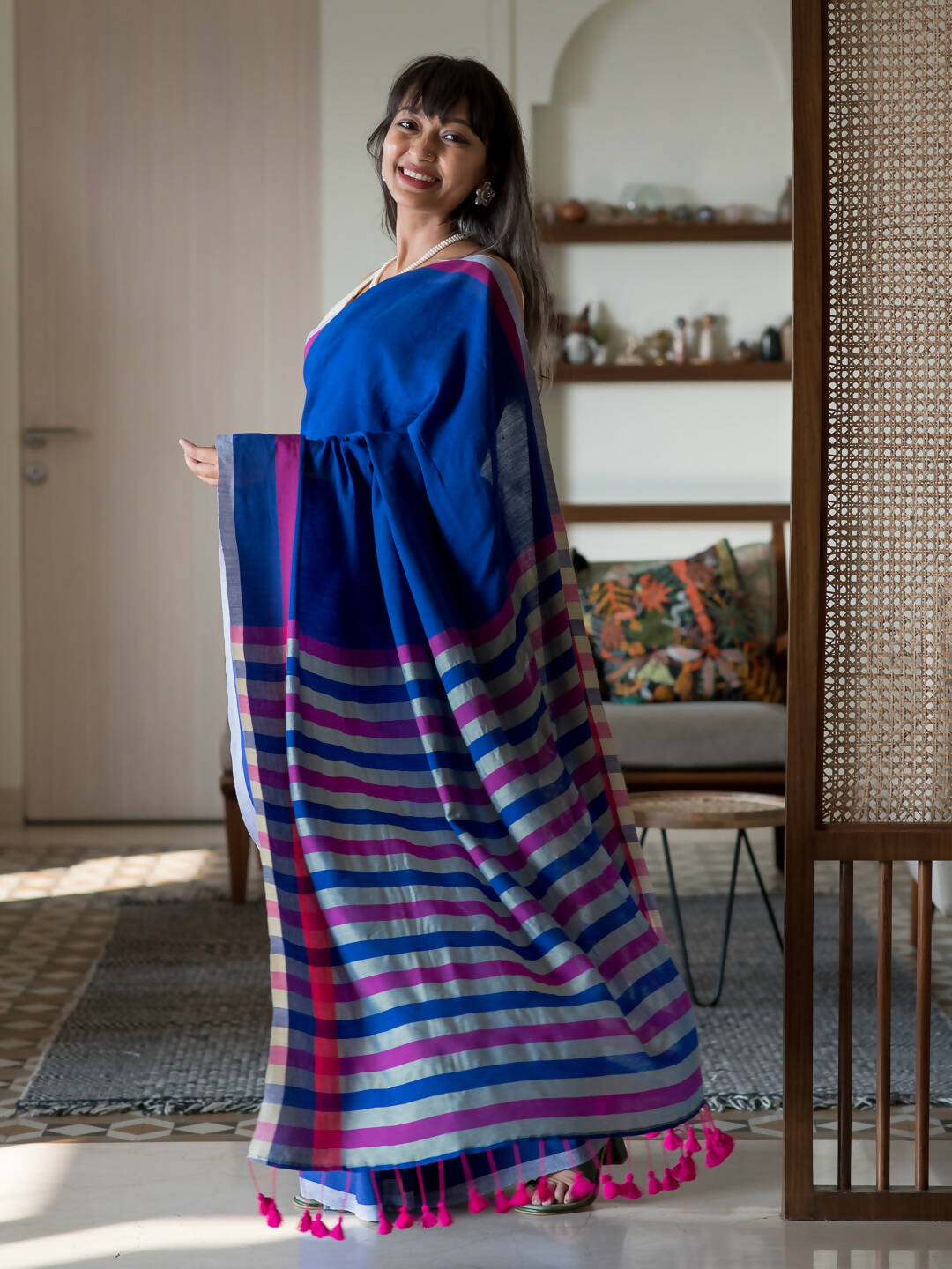 Suta Multi Color Woven Design Cotton Blend Saree - Distacart