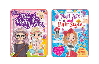 Dreamland Make A Pretty Face and Nail Art, Hair Style Pack- 2 Books - Distacart