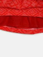Thumbnail for Manet Girls Cotton V Neck Frill Frock Printed - Red - Distacart