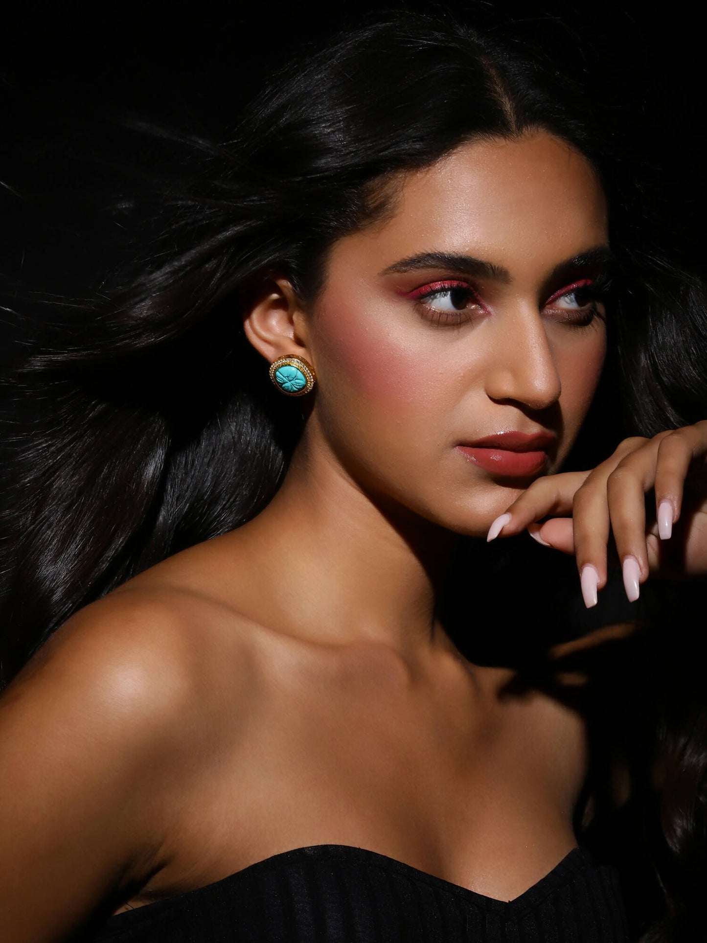 Blue Gold Plated Handcrafted Studs Earrings - Ruby Raang - Distacart