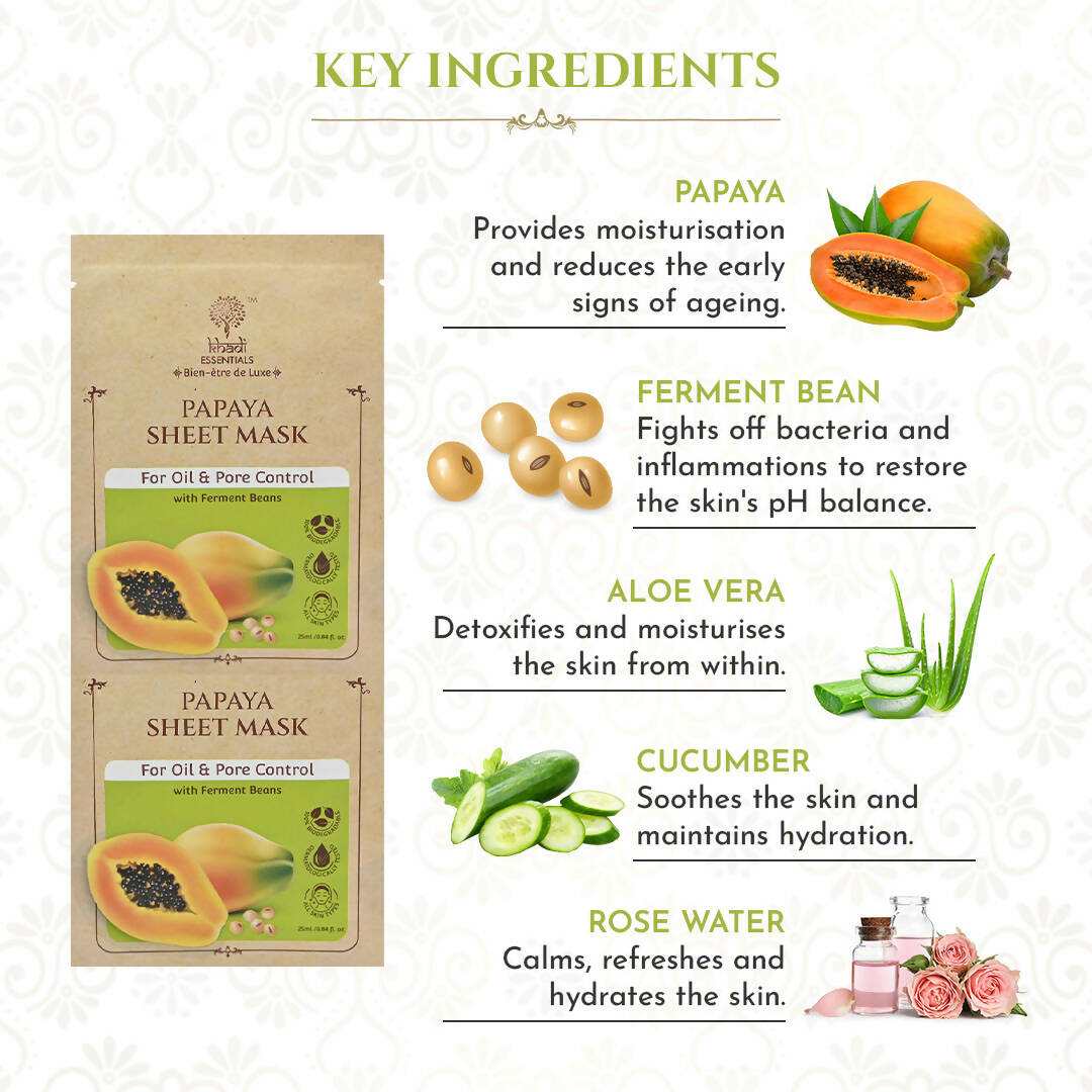 Khadi Essentials Papaya Serum Sheet Mask - Distacart