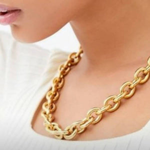 Bling Accessories Matt Gold Metal Chain Necklace