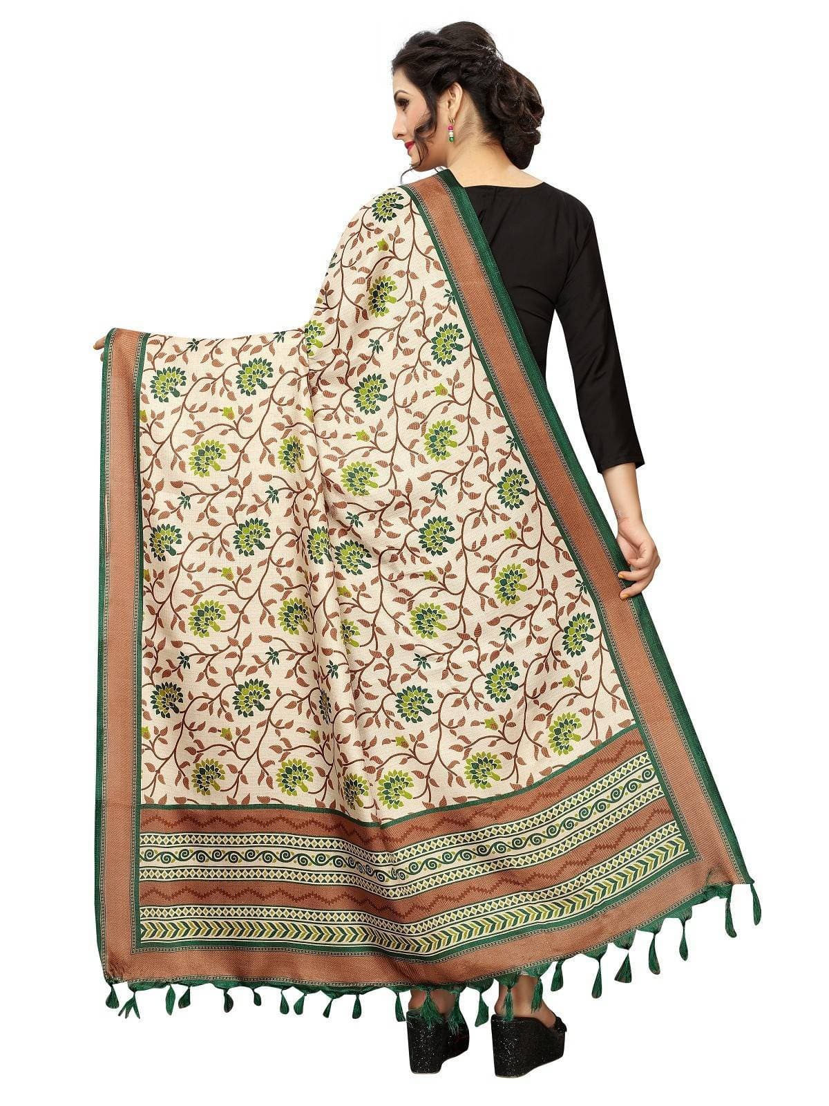 Vamika Green Printed Khadi Bhagalpuri Dupatta