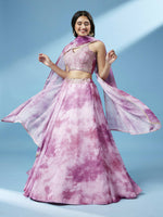 Thumbnail for House of Panchhi Lavender Organza Floral Printed Lehenga choli & Dupatta - Distacart