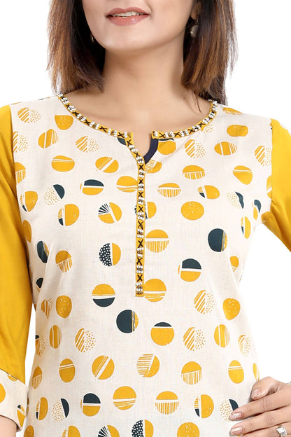 Snehal Creations Cotton Printed Apple-Cut Short Tunic - Distacart