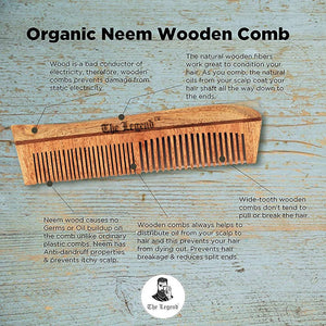 The Legend Organic Pure Neem Wood Comb Designer - Distacart