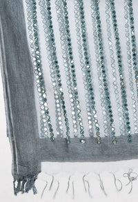 Thumbnail for Mominos Fashion Moeza Women's Orgenza Mirror Stripe Thread Work Grey Dupatta - Distacart