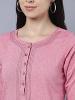 Thumbnail for Myshka Women Pink Solid Straight Kurta - Distacart
