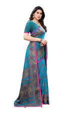 Thumbnail for Vamika Rama Green Color Jute Silk Mirror Work Saree