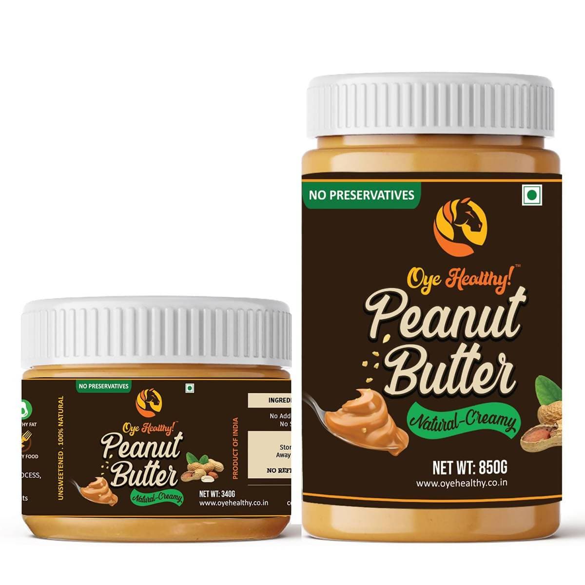 Oye Healthy! Peanut Butter Natural Creamy - Combo Pack of 2 ( 850gm + 340gm )