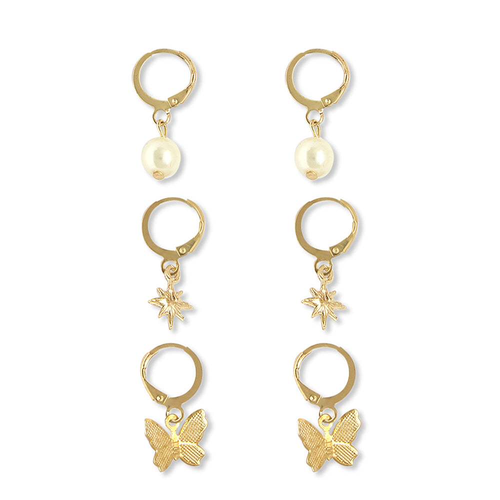 Gold-Plated Alloy Set Of 6 Designer Earrings - The Pari - Distacart