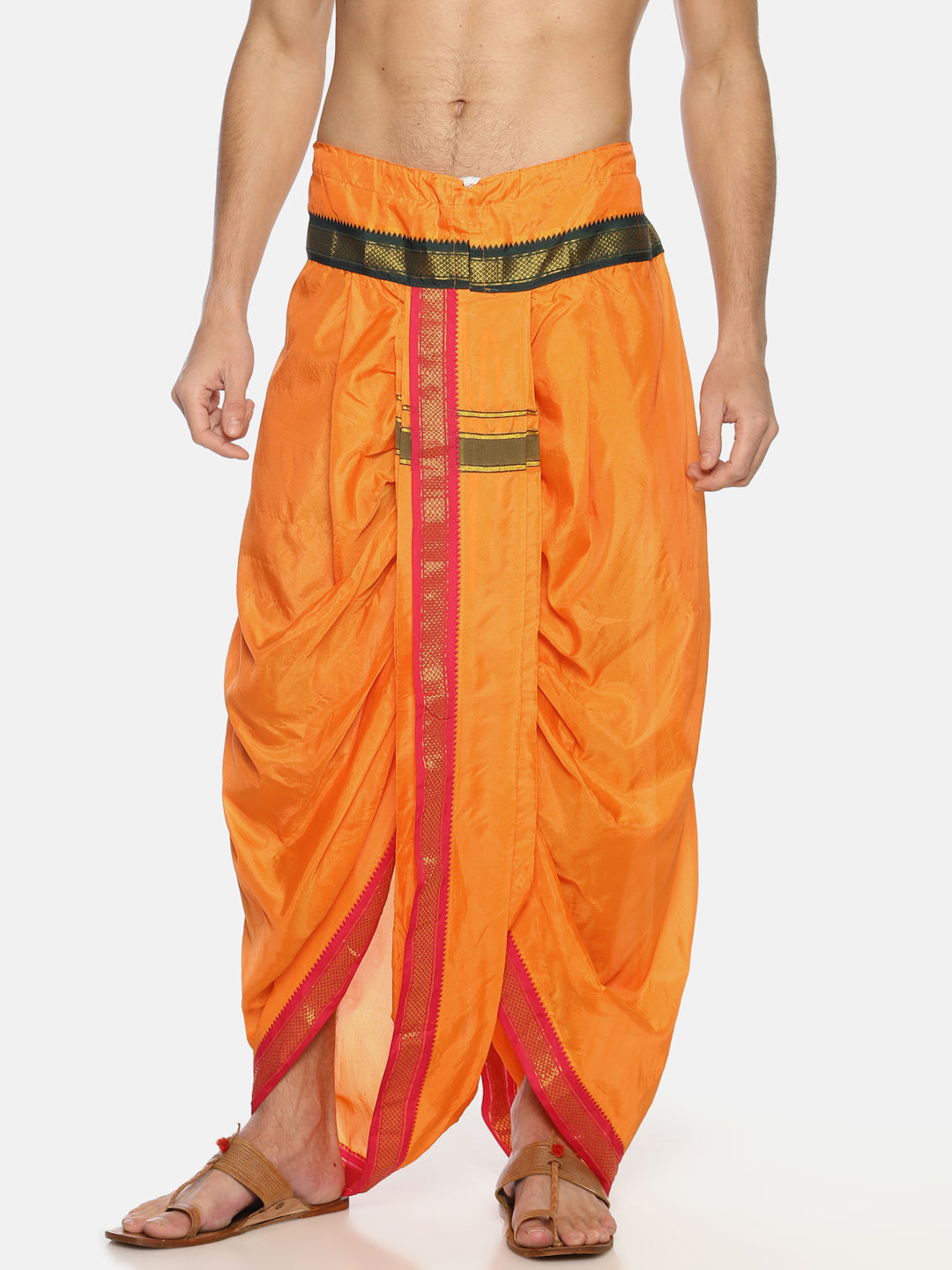 Sethukrishna Men Orange Solid Readymade Dhoti Pant - Distacart