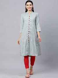 Thumbnail for Kalini Women Blue Pure Cotton Self Striped Kurta - Distacart