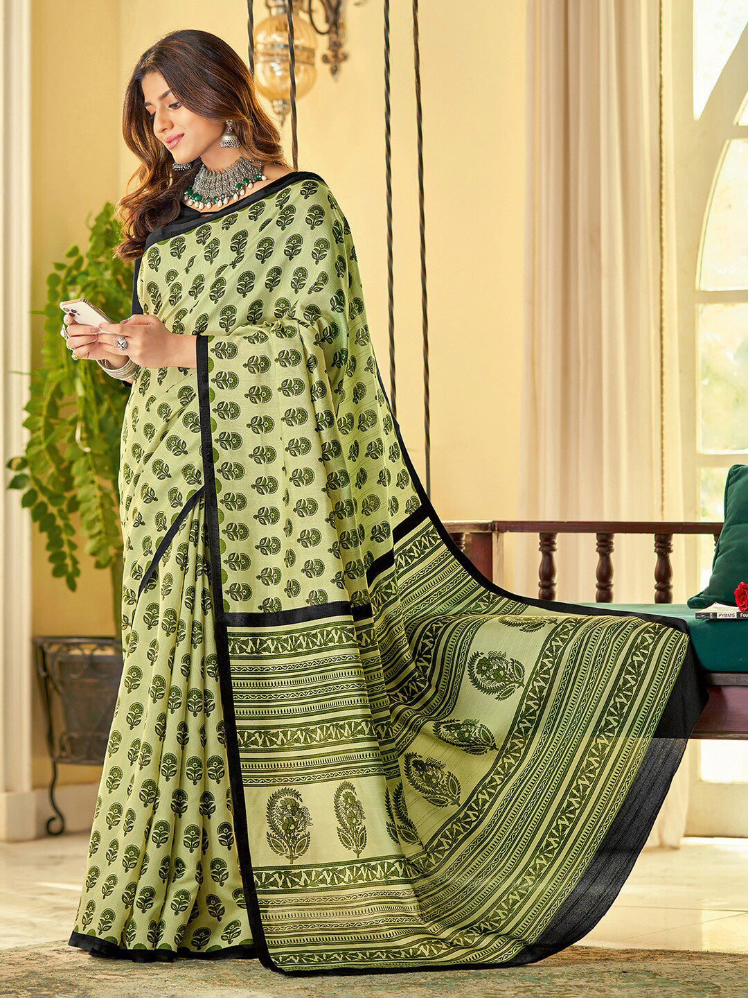 Kalini Ethnic Motifs Printed Dabu Saree - Distacart
