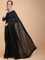 Thumbnail for Sangria Women Black Embellished Sequinned Heavy Work Saree - Distacart