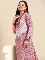 Thumbnail for Sangria Floral Printed Regular Pure Cotton Kurta with Palazzos - Distacart
