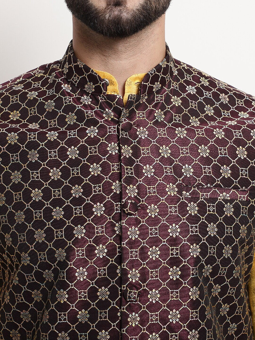 Sojanya Ethnic Motifs Printed Regular Kurta & Pyjamas With Nehru Jacket - Distacart